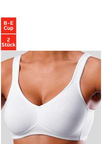 Entlastungs-BH "BH ohne B&uuml;gel, Baumwoll BH", Damen, Gr. 85, Cup E, schwarz (schwarz, wei&szlig;), Trikot, Obermaterial: 95% Baumwolle, 5% Elasthan, PETITE FLEUR BY LASCANA, BHs Entlastungs-BH, mit breiten Tr&auml;gern, gro&szlig;e Gr&ouml;&szlig;en, bequemer BH, Topseller