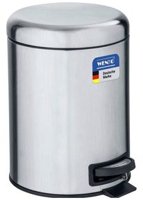 Kosmetikeimer Wenko "Leman", silber (satiniert), B:21cm H:24cm T:28cm, Edelstahl, M&uuml;lleimer, Kosmetikeimer, 5 Liter, BxTxH: 21x28x24 cm