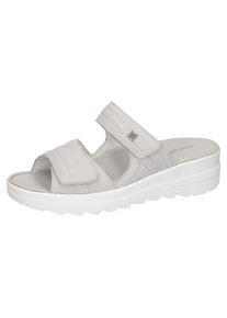 Waldl&auml;ufer Pantolette WALDL&Auml;UFER "H-IZZY", Damen, Gr. 5 (38), wei&szlig; (hellgrau), Nubukleder, unifarben, Schuhe Pantolette, Sommerschuh, Hausschuh, Bequemschuh in Komfortweite H (= sehr weit)