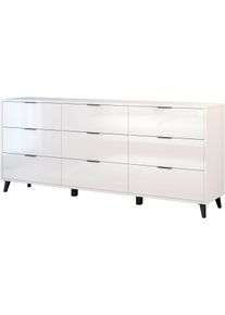 Sideboard OTTO HOME "OSLO &ndash; Modernes M&ouml;bel mit neun praktischen Schubladen", wei&szlig; (wei&szlig; matt, wei&szlig; hochglanz), B:180cm H:76cm T:39,5cm, Holzwerkstoff, Sideboards, Sideboard, Vollauszug, hohe F&uuml;&szlig;e und Griffleisten f&uuml;r mehr Komfort