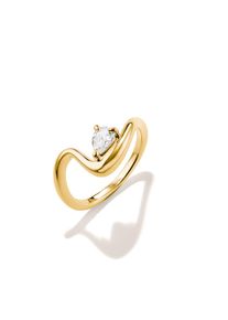 Thomas Sabo, Damen, Fingerring &raquo;Fluid Elegance Ring mit Zirkoniastein gelbgoldfarben&laquo; mit Zirkonia (synth.), gelbgoldfarben-kristallwei&szlig;, 60, Fluid 