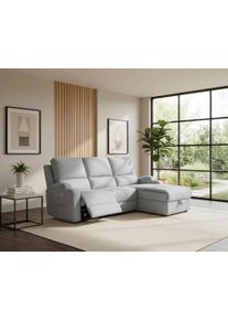Ecksofa OTTO HOME "NAPORI Struktur, Multimediasofa, L-Form", grau (hellgrau), B:210cm H:102cm T:155cm, 100% Polyester, Sofas, Ecksofa, man. oder elektr. Relaxfuntion, USB-A bei elektr. Variante, Staukasten