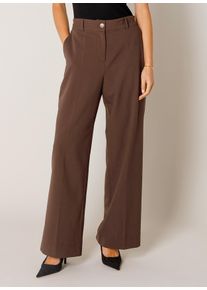 Bundfaltenhose Base Level "Yuna", Damen, Gr. 48, L&auml;nge 32, braun, Web, Obermaterial: 80% Polyester, 16% Viskose, 4% Elasthan, unifarben, normal lang, Hosen Bundfaltenhose, mit Bundfalte und weitem Bein