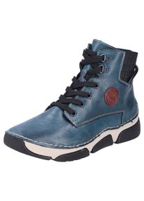 Winterboots Rieker, Damen, Gr. 40, blau (petrol), Elastischer Einsatz, Lederimitat, Schuhe Winterboots, mit Stretch am Schaft