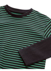 Langarmshirt Tom Tailor, Jungen, Gr. 104/110, gr&uuml;n grau small stripe, Single Jersey, Obermaterial: 100% Baumwolle, gestreift, normal h&uuml;ftbedeckend, Rundhals, abgesteppte Kante, Shirts Langarmshirt, im Streifen.Look / Colorblocking / Baumwolle / f&uuml;r Boys