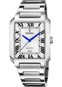 Quarzuhr Festina "On The Square", silber (silberfarben), Armbanduhren, Damen, Quarzuhr, Armbanduhr, Herrenuhr, Damenuhr, Edelstahlarmband, Datum