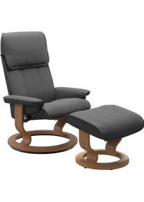 Relaxsessel stressless "Admiral", grau (grau batick), B:78cm H:98cm T:73cm, Leder BATICK: BATICK ist ein leicht korrigiertes, durchgef&auml;rbtes und genarbtes M&ouml;belleder, bei dem die meisten Unebenheiten und Spuren in der Regel entfernt wurden., Sessel, Relaxsessel, mit Classic Base, Gr&ouml;&szlig;e M & L, Gestell Eiche
