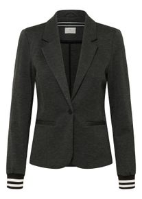 Blusenblazer Kaffe "Damen Blazer Kinnie", Damen, Gr. XS, grau (grau meliert, schwarz, chalk stripe), Obermaterial: 76% Polyester PES. 20% Viskose CV. 4% Elasthan EL., Blazer Blusenblazer
