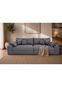 Big-Sofa OTTO HOME "Amici, B: 302 cm, Lounge-Sofa in Boucle und Cord", anthrazit, B:302cm T:122cm, 100% Polyester, Sofas, Big-Sofa, Mega-Sofa mit Lounge-Komfort, Federkern & 6 Zierkissen