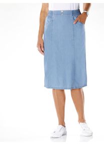 Jeansrock Classic Basics, Damen, Gr. 52, blau, bleached, 100% Baumwolle, unifarben, knielang, R&ouml;cke Jeansrock