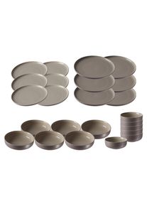 Ritzenhoff & Breker Geschirr-Set RITZENHOFF & BREKER "Teller und Schalenset Jasper 24er Set", grau (taupe), 24, Keramik, Geschirr-Sets, Geschirr-Set, Sp&uuml;lmaschinengeeignet