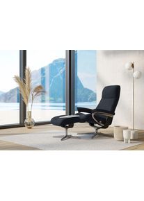 Relaxsessel stressless "View", blau (shadow blau paloma), B:91cm H:110cm T:85cm, Leder PALOMA: PALOMA ist ein durchgef&auml;rbtes Semianilin-M&ouml;belleder mit nat&uuml;rlicher Narbung., Sessel, Relaxsessel, mit Hocker, mit Cross Base, Gr&ouml;&szlig;e S, M & L, Holzakzent Schwarz