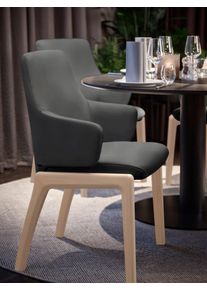 Polsterstuhl stressless "Laurel", grau (rock paloma, schwarz), B:58cm H:92cm T:59cm, Leder PALOMA: PALOMA ist ein durchgef&auml;rbtes Semianilin-M&ouml;belleder mit nat&uuml;rlicher Narbung., St&uuml;hle, Polsterstuhl, Low Back mit Armlehne, Gr&ouml;&szlig;e L, mit abgerundeten Beinen in Schwarz