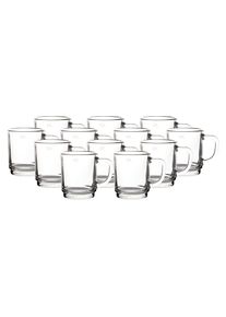 Tasse Pasabahce "Glastassen Kaffeegl&auml;ser Pub 0,2 l 12er Set transparent", bunt (transparent), B:10,5cm H:8,8cm &Oslash;:7,3cm, Glas, Trinkgef&auml;&szlig;e, Tasse, Sp&uuml;lmaschinenfest, Geeicht