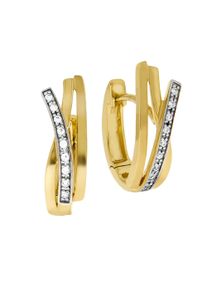 Paar Creolen Firetti "Schmuck Geschenk Gold 333 Ohrschmuck Ohrringe mehrreihige Optik", gold (gelbgoldfarben, wei&szlig;goldfarben, kristallwei&szlig;, kristallwei&szlig;), Ohrringe, Damen, 14mm, Gelbgold 333, Paar Creolen, mit Zirkonia (synth.)