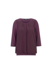 GOLDNER, Damen, Kurzarmbluse &raquo;Chiffon-Shirt mit 3/4-Arm, Rundhals&laquo; keine/nicht relevant, aubergine, 52, Figurschmeichelnde L&auml;nge ca. 65 cm in Gr. 46