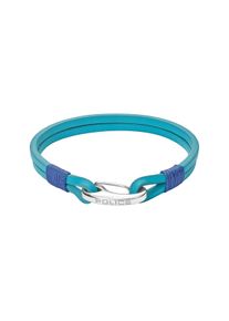 Armband Police "Wishbone", t&uuml;rkis, blau, edelstahlfarben, Armb&auml;nder, Herren, 21,5cm, Edelstahl Leder Textil, Edelstahl, Leder, Textil, Armband