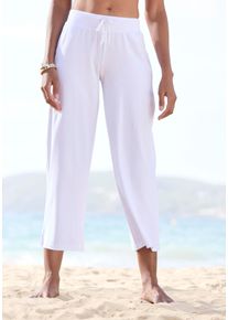 7/8-Strandhose BEACHTIME BY LASCANA, Damen, Gr. 56/58, N-Gr, wei&szlig;, Jersey, Obermaterial: 95% Baumwolle, 5% Elasthan, figurumspielend 7/8-L&auml;nge, Hosen 7/8-Strandhose, aus weichem Jersey, Wide-Leg, Jogginghose, Relaxhose, Topseller