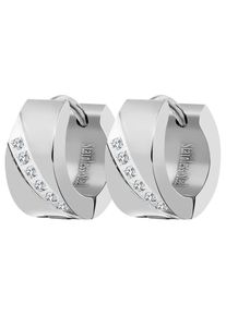 Adelia&acute;s Paar Creolen ADELIA&acute;S "Damen Ohrringe &iquest; Klappcreole aus Edelstahl mit Strass Steinchen", silber, Ohrringe, Damen, Edelstahl, Paar Creolen