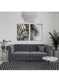 3-Sitzer DOREL HOME "Felix, Schlafsofa 236 cm, (Liegefl&auml;che 108x190cm), R&uuml;ckenlehne", grau (anthrazit), B:236cm H:83cm T:87cm, Veloursstoff 100% Polyester, Sofas, 3-Sitzer, 3-fach verstellbar, Velours, Kunstleder, Luxus-Microfaser Vintage