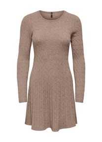 Strickkleid Only "ONLIBI LS O-NECK CABLE DRESS CC KNT", Damen, Gr. M, N-Gr, beige (mocha meringue), Strick, Obermaterial: 50% Viskose, 27% Nylon, 23% Polyester, unifarben, regular fit kurz, Rundhals, Kleider Strickkleid, Viskosemischung, regular fit