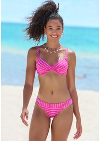 B&uuml;gel-Bikini Vivance, Damen, Gr. 40, Cup C, lila (beere, creme), Recycling-Polyamid, gestreift, Bikini-Sets B&uuml;gel-Bikini, im Steifen-Design
