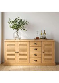 Sideboard OTTO HOME "Turia, mit Lamellent&uuml;ren", braun (natur gebeizt, gewachst), B:166cm H:80cm T:38cm, FSC-zertifiziertes Massivholz, Sideboards, Sideboard, Kommode aus massivem Kiefernholz, FSC, 4 Schubkasten, Breite 166 cm