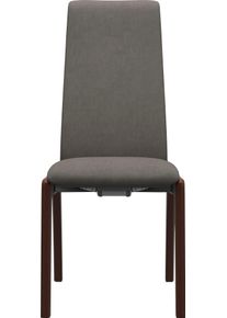 Polsterstuhl stressless "Laurel", grau (mole dinamica, walnuss), B:57cm H:105cm T:60cm, Microfaser DINAMICA (88% Polyester, 12% Polyurethan), St&uuml;hle, Polsterstuhl, High Back, Gr&ouml;&szlig;e M, mit abgerundeten Beinen in Walnuss