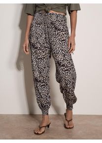Jogger Pants Apricot "Relaxhose", Damen, Gr. M (38), N-Gr, beige (stein), gewebt, Obermaterial: 100% Viskose CV., Hosen Jogger Pants, mit Animalprint