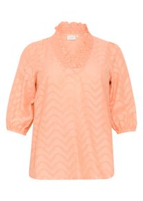 Langarmbluse Kaffe CURVE "Damen Bluse langarm KCvitana", Damen, Gr. 48, orange (peach nectar), Obermaterial: 100% Baumwolle CO., Blusen Langarmbluse