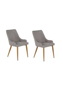 Esszimmerstuhl VENTURE HOME "Plaza, 2er-Set Esszimmerst&uuml;hle in Hellgrau, Eichen-Optik-Beine, modern", grau (grau, natur, grau, natur, hellgrau), B:49cm H:86cm T:58cm, Polyester, Stahl, St&uuml;hle, Esszimmerstuhl, Polsterstuhl, Leinen-Bezug, Stahlrahmen, weich, einladend