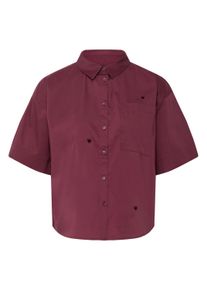 Kurzarmhemd Ichi "Damen Kurzarm-Bluse IHLELAYA", Damen, Gr. 34, N-Gr, rot (vineyard wine), Obermaterial: 68% Baumwolle CO. 29% Polyester PES. 3% Elasthan EL., Hemden Kurzarmhemd