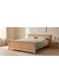 Massivholzbett OTTO HOME "Adele", braun (natur), B:150cm H:62cm L:208cm, Betten, Massivholzbett, aus massiver Kiefer, sch&ouml;ne Kassettenoptik, Lamellenoptik