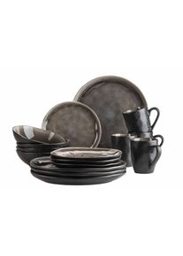 M&auml;ser Kombiservice M&Auml;SER "Niara Organic", grau (braun, schwarz), 16, Geschirr-Sets, Kombiservice