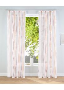 Gardine OTTO HOME "Dimona" Gr. 4, orange (creme, terra), B:140cm H:245cm, Voile, Polyester, Gardinen, Gardine, 2er-Set, Bestseller, Polyester, Wellen, Topseller