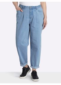 sheego Damen Jeans mit Barrel-Leg und Turn-ups in blue-bleached ,Gr&ouml;&szlig;e 44, Witt, 99% Baumwolle, 1% Elasthan