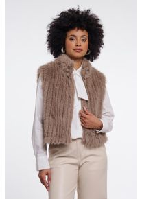 Rino & Pelle Kurzweste RINO & PELLE "DAVA", Damen, Gr. 38, braun (mocha latte), Pl&uuml;sch, Obermaterial: 100% Polyester. Futter: 100% Polyester, regular fit taillenbedeckt, Westen Kurzweste, mit Stehkragen
