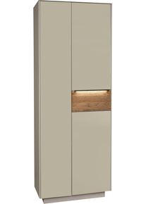 M&auml;usbacher Garderobenschrank M&Auml;USBACHER "Nova Garderobe", beige (kaschmir matt lack nb, glas kaschmir glanz), B:72cm H:194cm T:32cm, Schr&auml;nke, Garderobenschrank, Garderobenschrank inkl. Griffbeleuchtung BHT 72x194x32 cm