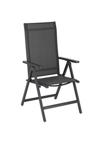 Ambia Garden Gartenklappsessel, Anthrazit, Grau, Silberfarben, Metall, Kunststoff, Textil, eckig, 58x110x67 cm, klappbar, Gartenm&ouml;bel, Balkonm&ouml;bel, Balkonst&uuml;hle