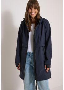 Softshellmantel Cecil, Damen, Gr. S (38), schwarz navy blau, Web, Obermaterial: 92% Polyester, 8% Elasthan, unifarben, ca. Mitte Oberschenkel, Windstopperb&uuml;ndchen, M&auml;ntel Softshellmantel, mit Kapuze, wasserabweisend, Softshell