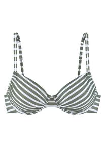B&uuml;gel-Bikini-Top Venice Beach "Summer", Damen, Gr. 42, Cup C, gr&uuml;n (oliv gestreift), Polyamid, Xtra Life LYCRA, gestreift, Bikini-Oberteile B&uuml;gel-Bikini-Top, mit Doppeltr&auml;gern