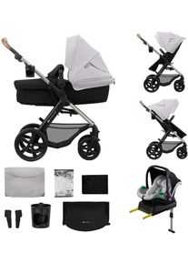 Kombi-Kinderwagen Kinderkraft "MOOV 2 4in1 EVA", Baby, beige (grau), Stahl, Kinderwagen Kombi-Kinderwagen, mit EVA-R&auml;dern