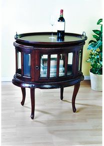 Bartisch SIT "SAMBA &ndash; Massiver Bar‑/Serviertisch aus holz im Lodge‑Stil", braun (braun antik), B:72cm H:77cm T:48cm, Tische, Bartisch, Rustikaler Bartisch mit Glasfach & dekorativen Details
