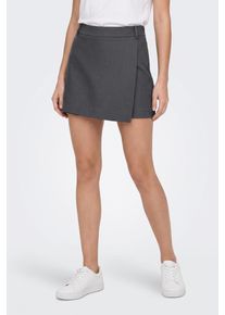 Hosenrock Only "ONLLINDA HW MEL SKORT TLR NOOS", Damen, Gr. L (40), dunkelgrau melange, Web, Obermaterial: 97% Polyester, 3% Elasthan, unifarben, kurz, R&ouml;cke Hosenrock, Materialmix
