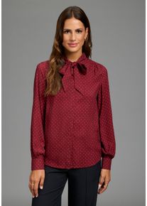 Schluppenbluse Laura Scott, Damen, Gr. 40, rot (bordeaux), Web, Obermaterial: 100% Viskose, gepunktet, figurumspielend h&uuml;ftbedeckend, 2-Knopf-Manschette, Blusen Schluppenbluse, Auch ohne die abnehmbare Schleife tragbar, aus Viskose