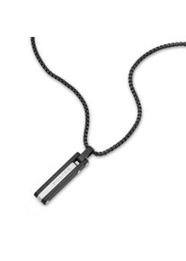 Kette mit Anh&auml;nger Police "Linkline", schwarz (schwarz, edelstahlfarben), Halsketten, Herren, Edelstahl, L: 55 B: 1,5mm, Kette mit Anh&auml;nger, B:1,5mm