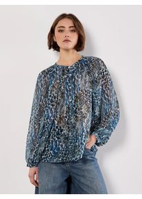 Chiffonbluse Apricot "Chiffon-Top", Damen, Gr. XS (34), bunt (gr&uuml;n), Chiffon, Obermaterial: 100% Polyester PES., gemustert, normal, Rundhals, Knopf, Blusen Chiffonbluse, mit Patchwork-Druck
