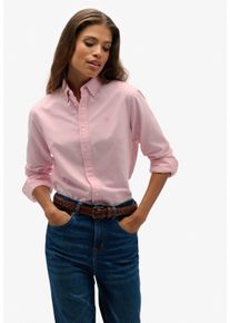 Hemdbluse Superdry "SLIM OXFORD BD L/S SHIRT", Damen, Gr. M, rosa (city pink chambray oxford), Web, Obermaterial: 100% Baumwolle, unifarben, slim fit normal, Manschette, Blusen Hemdbluse, Baumwolle, slim fit