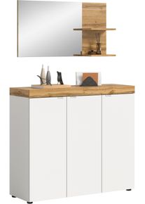 Garderoben-Set OTTO HOME "MAMBO II, 2-teilig, h&auml;ngend oder stehend montierbar", wei&szlig; (platinum wei&szlig;, wotan eiche nachbildung), B:115cm H:179cm T:37cm, Holzwerkstoff, Kastenm&ouml;bel-Sets, Garderoben-Set, Garderoben-Kombi, Garderobe, Flur, Diele