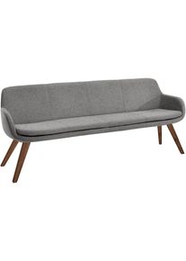 Essbank Musterring "Tavia", grau (grau, wild, nussbaum), B:220cm H:87cm T:66cm, 100% PES, Sitzb&auml;nke, Essbank, Stativgestell Wildnussbaum massiv ge&ouml;lt, Breite 180, 200 oder 220 cm